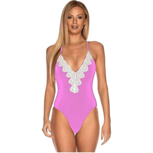 RELLECIGA Vintage One Piece Swimsuit Halter Swimwear Bathing Suit size L - Picture 1 of 6